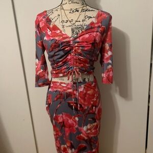 Two piece floral skirt and blouse